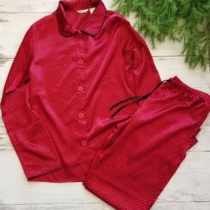 Adonna Small Satin Polka Dot Pajamas Red & Black